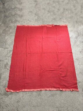 Vtg Golden Dawn JCPenney 100% Wool Blanket Salmon Pink 64x75 USA MCM Cottagecore